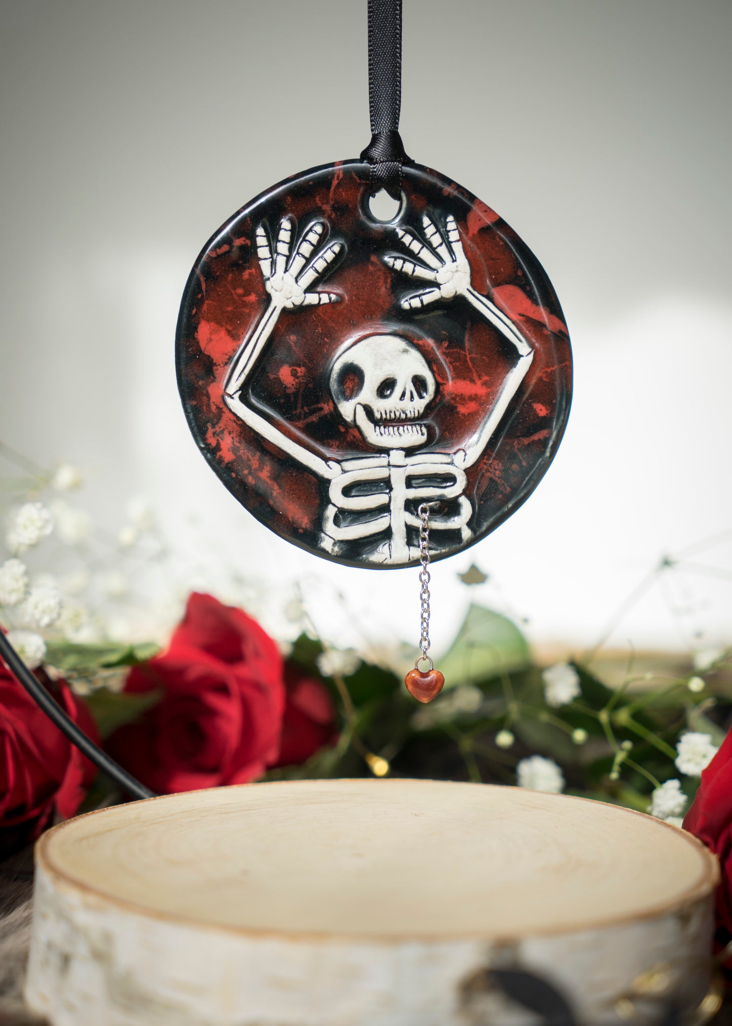 Dangling Heart Skeleton Ornament