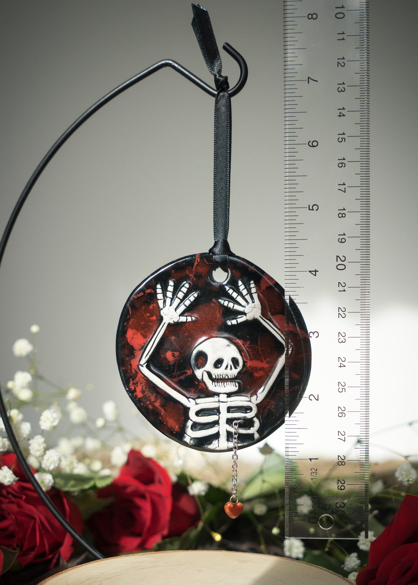 Dangling Heart Skeleton Ornament