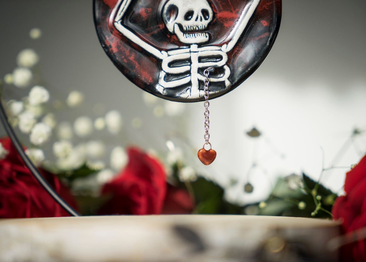 Dangling Heart Skeleton Ornament