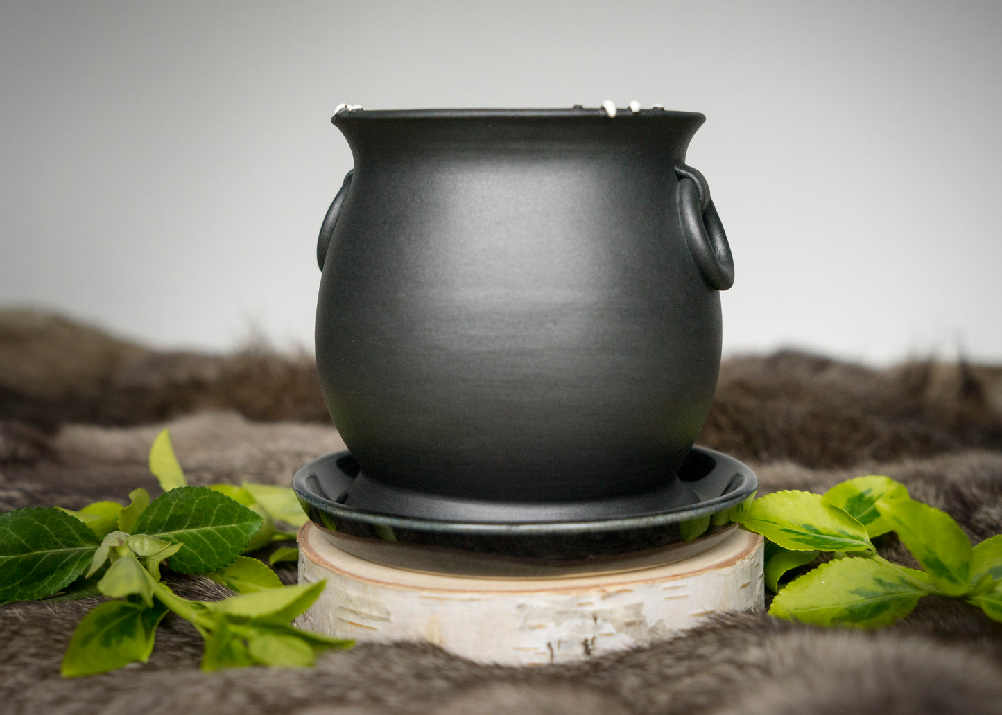 Double Skeleton Hand Cauldron Planter with Glittery Black Drip Tray