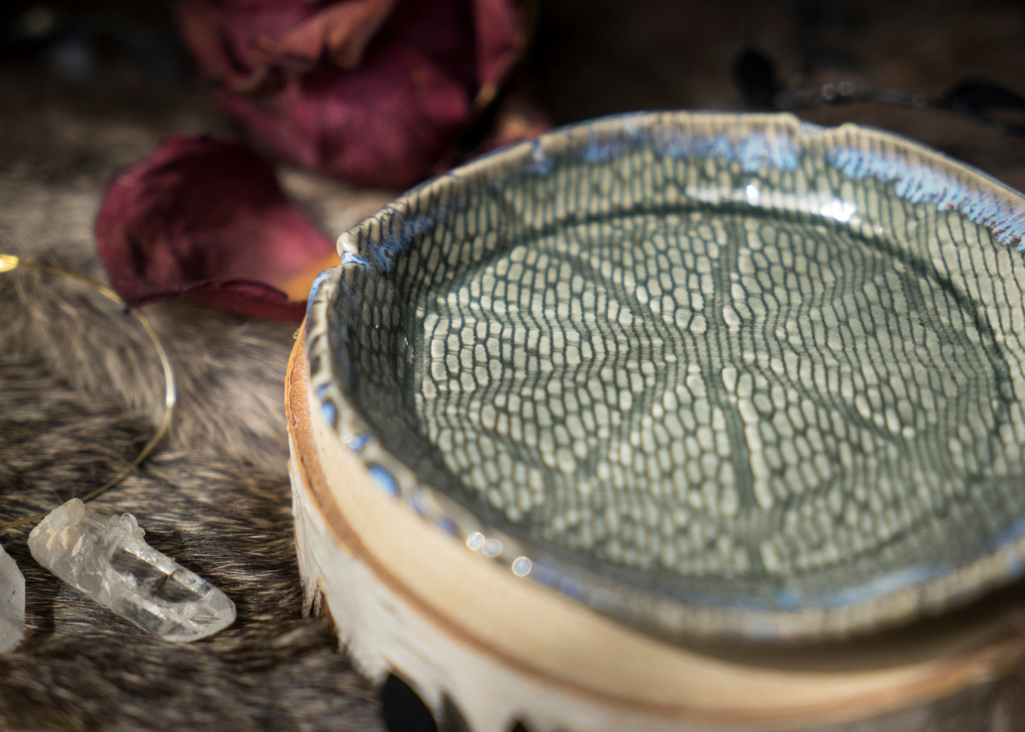 Gray Spiderweb Lace Trinket Dish