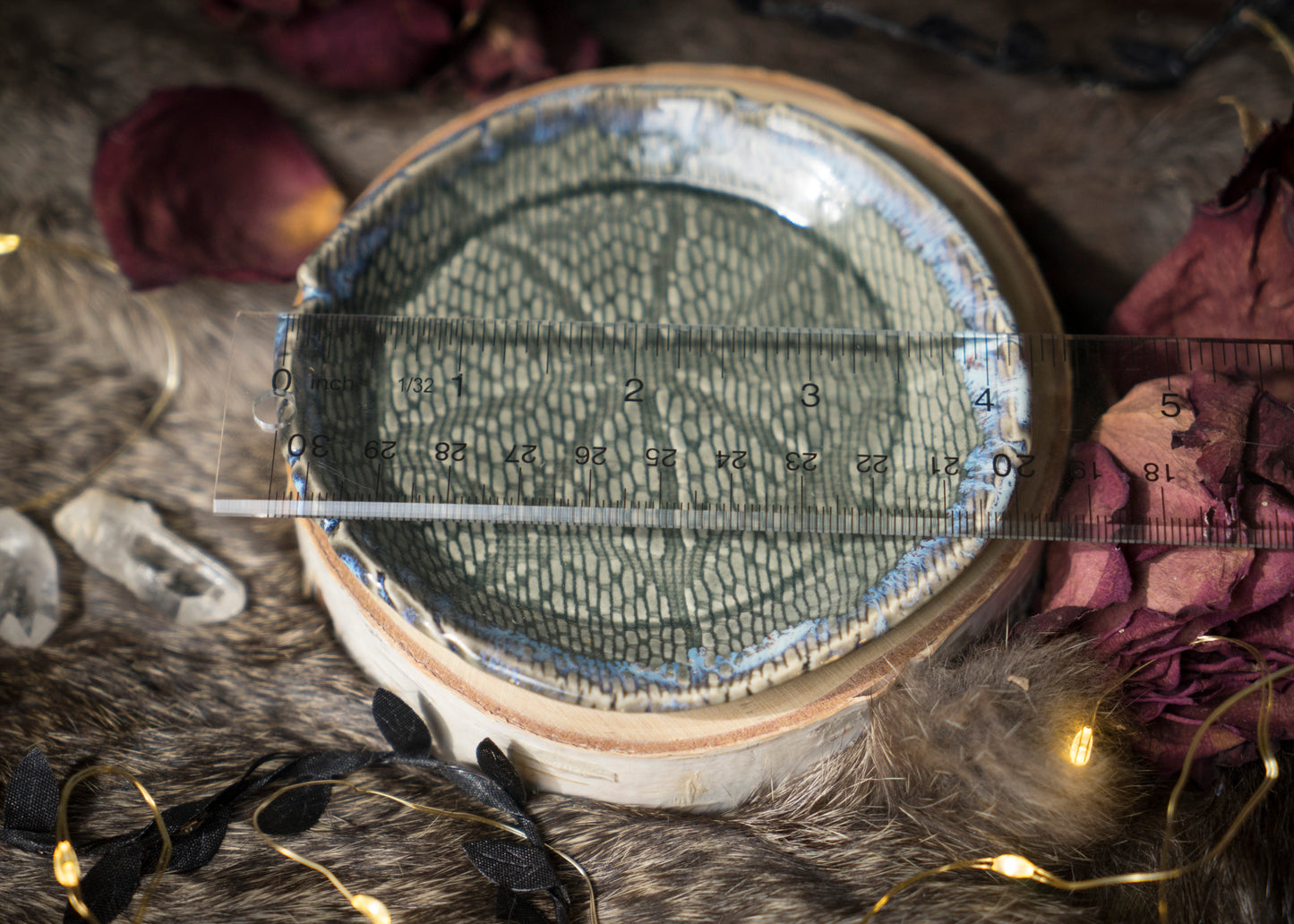 Gray Spiderweb Lace Trinket Dish