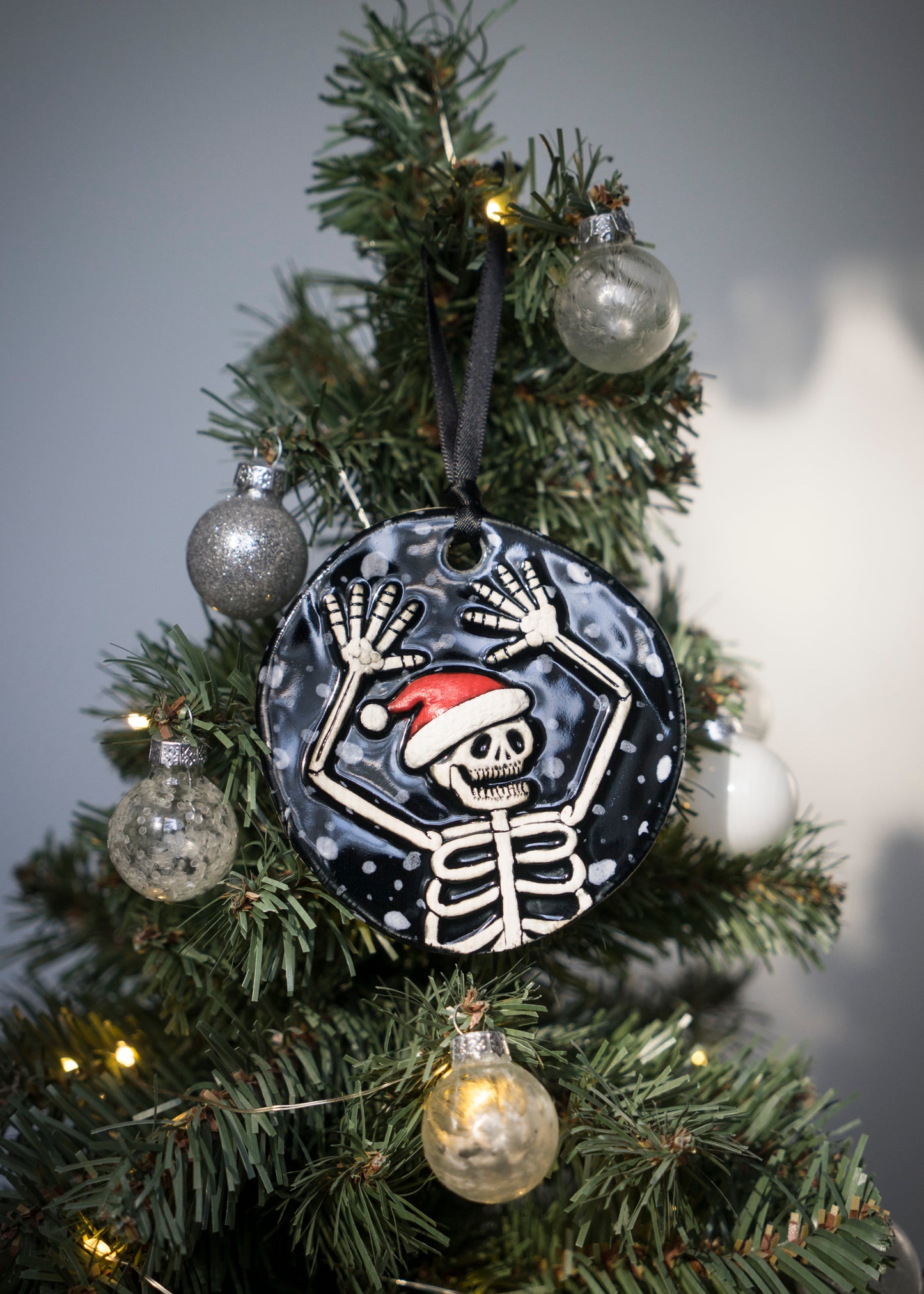 Santa Hat Skeleton Ornament