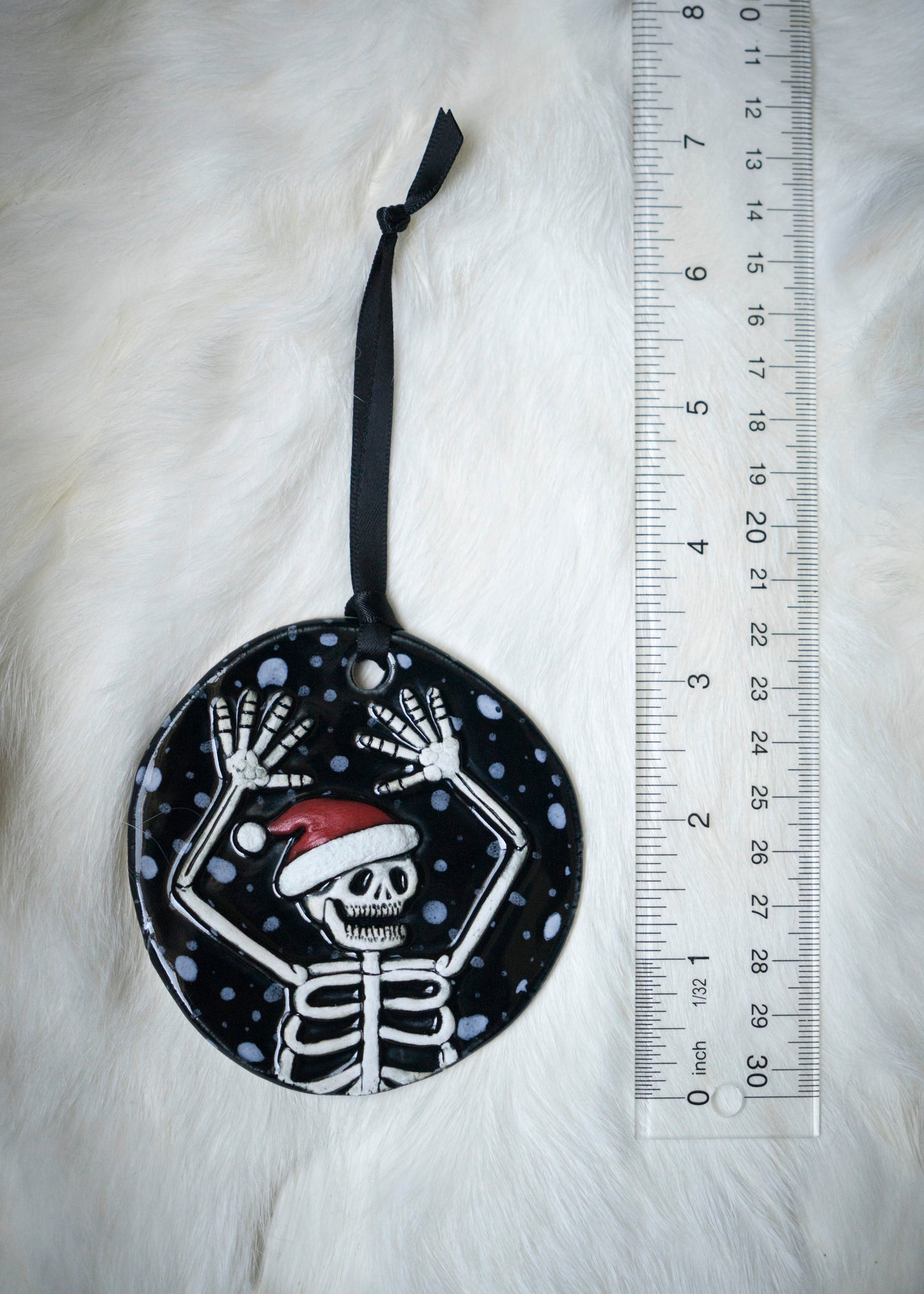 Santa Hat Skeleton Ornament