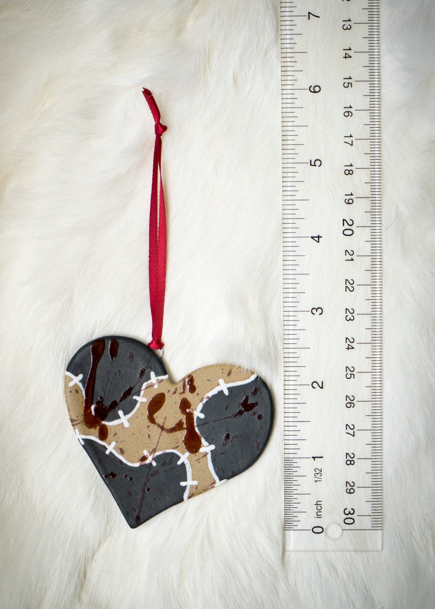 Stitched and Splattered Heart Ornament