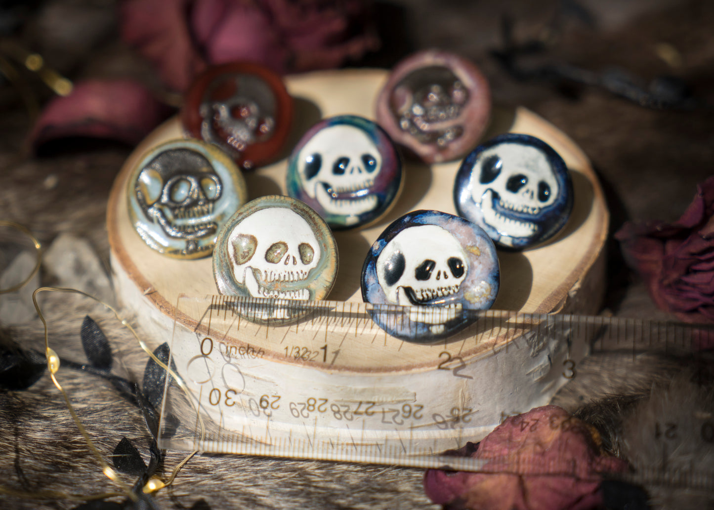 White Skull Pins (4 Colour Options)